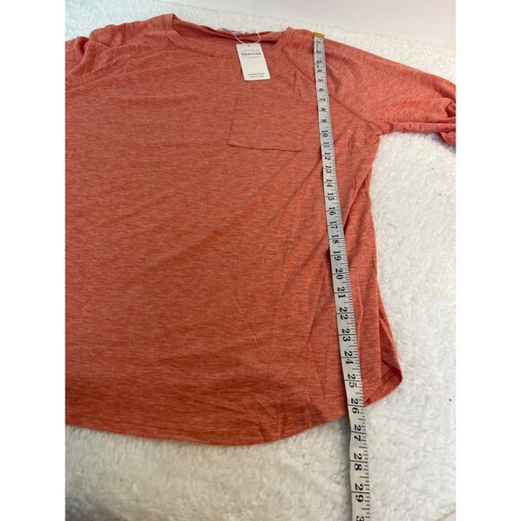 Sherosa Top 3/4 Length Sleeve Crewneck Basic Loose Fit Tunic shirt XL Coral NEW - Picture 6 of 6